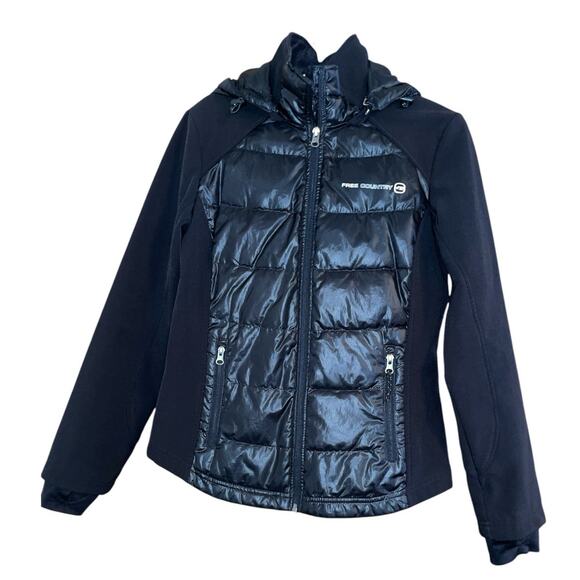 Free Country Black Puffer Sport Jacket Hoodie size Small - Picture 1 of 10